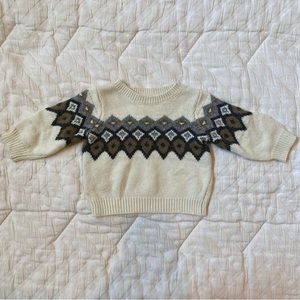 Gymboree Ivory Knit Sweater with Grey & Taupe Diamond Pattern